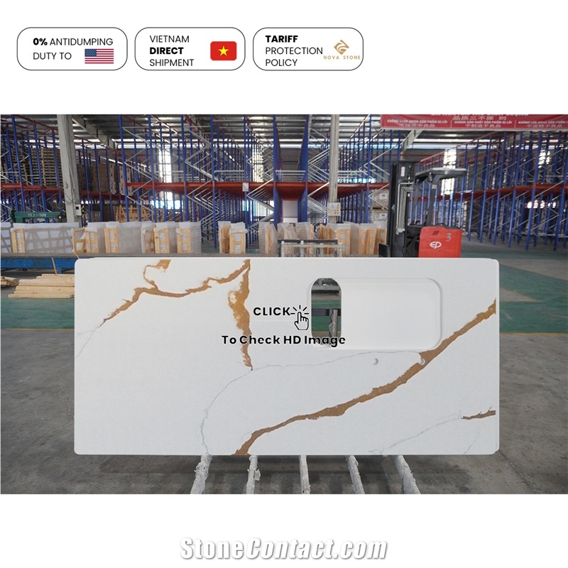 NV806 Engineered Calacatta Quartz Slabs
