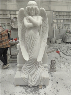 Garden White Marble  Angle Sculpture