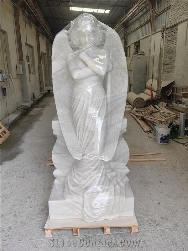 Garden White Marble  Angle Sculpture