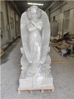 Garden White Marble  Angle Sculpture