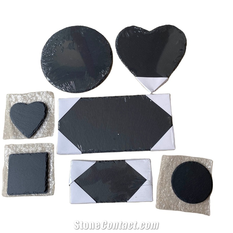 Natural Stone Black Slate Dishes Serve Plates