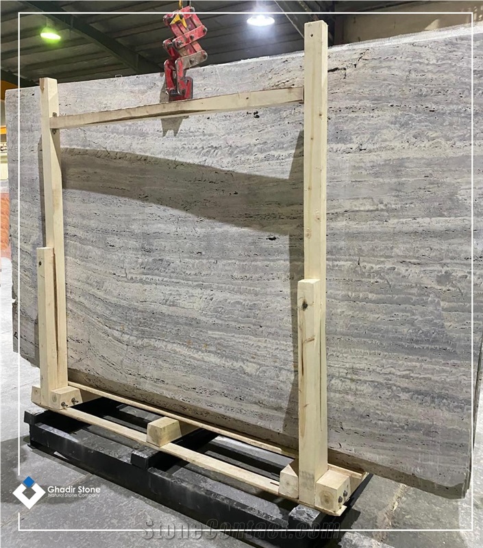 Smoky Silver Travertine Slabs