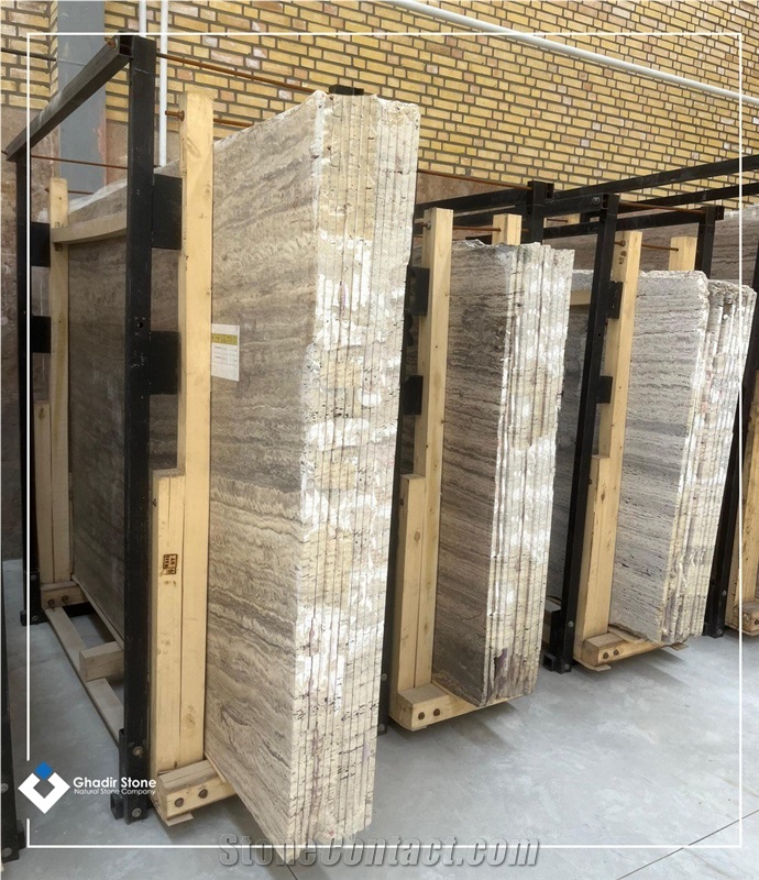 Smoky Silver Travertine Slabs