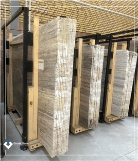 Smoky Silver Travertine Slabs