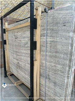 Smoky Silver Travertine Slabs