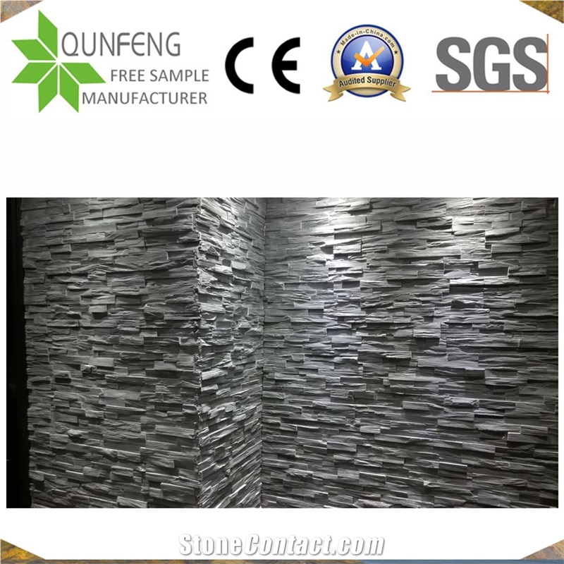 China Black Slate Stone Wall Cladding Ledgestone Veneer