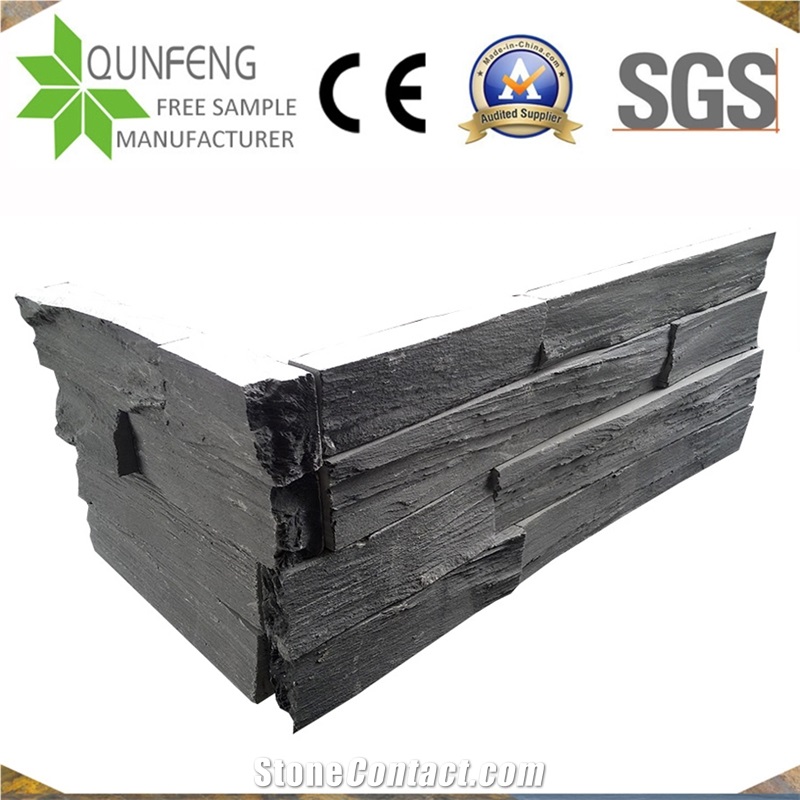 China Black Slate Stone Wall Cladding Ledgestone Veneer