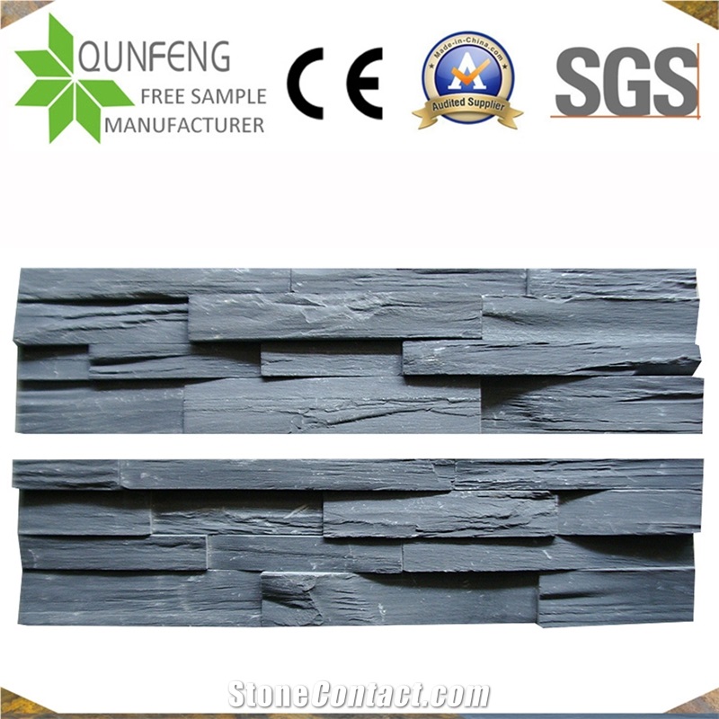 China Split Surface Culture Stone Black Slate Ledger Panel