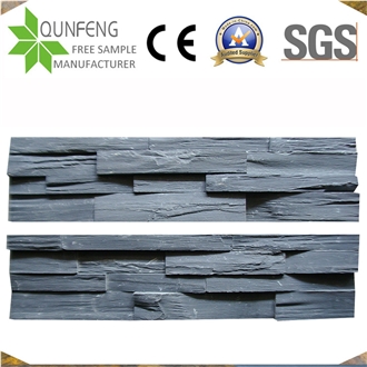 China Split Surface Culture Stone Black Slate Ledger Panel