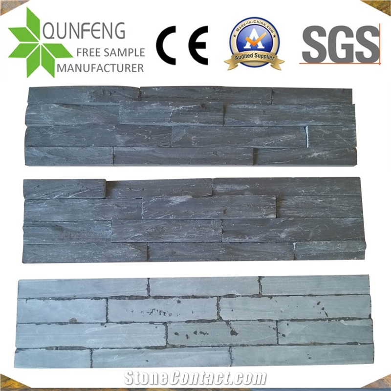 China Split Surface Culture Stone Black Slate Ledger Panel