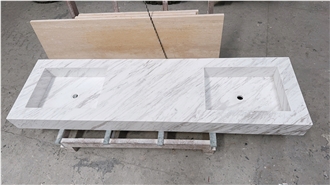 Volakas White  Vanity Top With Double Sinks Master Bath Tops