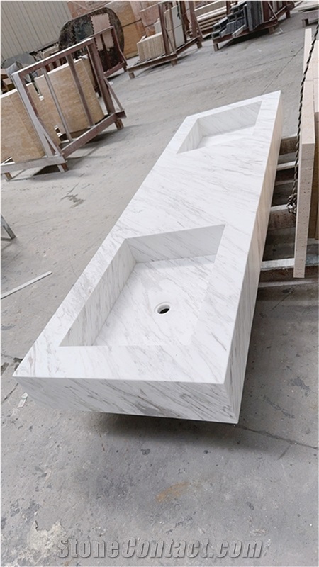 Volakas White  Vanity Top With Double Sinks Master Bath Tops