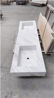 Volakas White  Vanity Top With Double Sinks Master Bath Tops