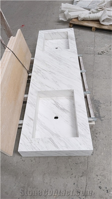 Volakas White  Vanity Top With Double Sinks Master Bath Tops