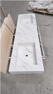 Volakas White  Vanity Top With Double Sinks Master Bath Tops