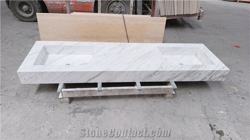 Volakas White  Vanity Top With Double Sinks Master Bath Tops