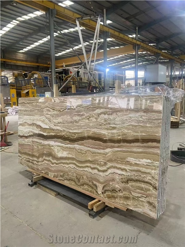 Traonyx Onyx Slabs Onice Travertino Brown Onyx Tile
