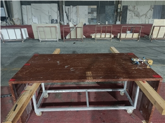 GOLDTOP French Red Marble Kitchen Island Countertop Polished