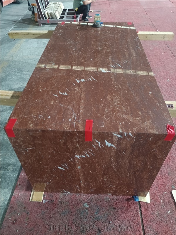 GOLDTOP French Red Marble Kitchen Island Countertop Polished
