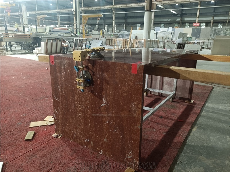 GOLDTOP French Red Marble Kitchen Island Countertop Polished