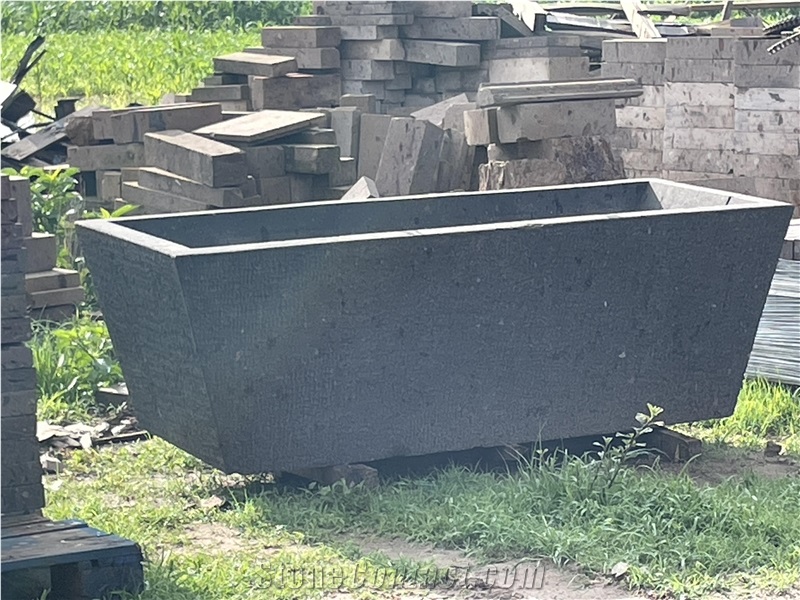 Black Cantera Stone Bathtub