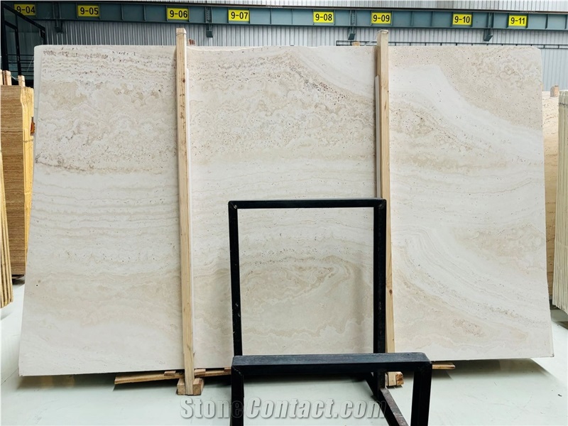 Honed Ivory White Travertine Slabs