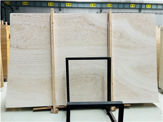 Honed Ivory White Travertine Slabs