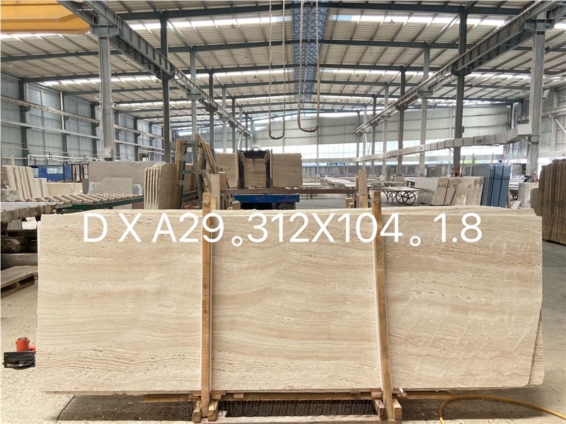 Honed Ivory White Travertine Slabs