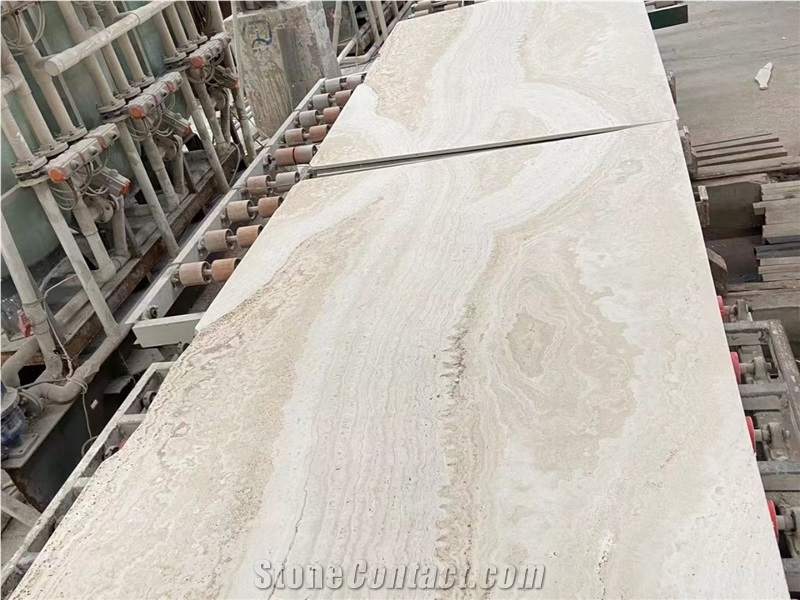 Honed Ivory White Travertine Slabs