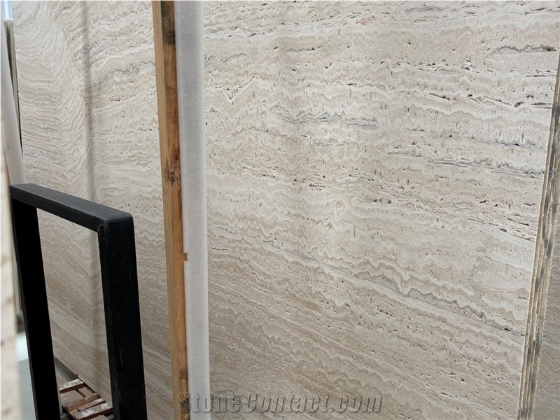 Honed Ivory White Travertine Slabs