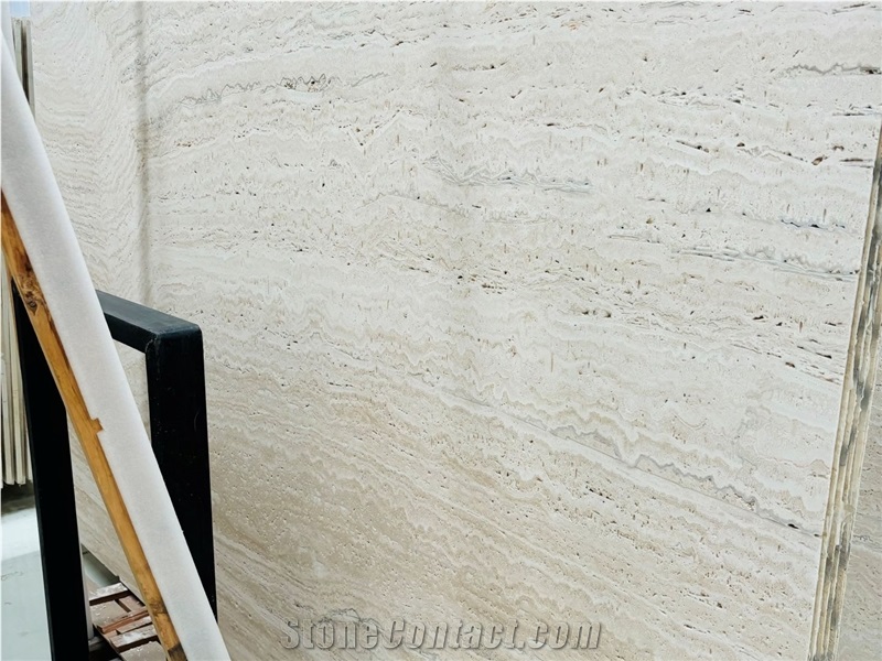 Honed Ivory White Travertine Slabs