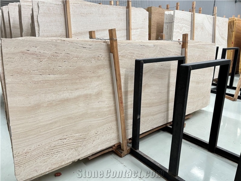 Honed Ivory White Travertine Slabs