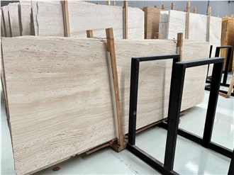 Honed Ivory White Travertine Slabs