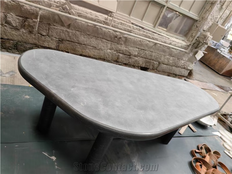 HRST Black White Marble Side Table Arch Shape Console Desk