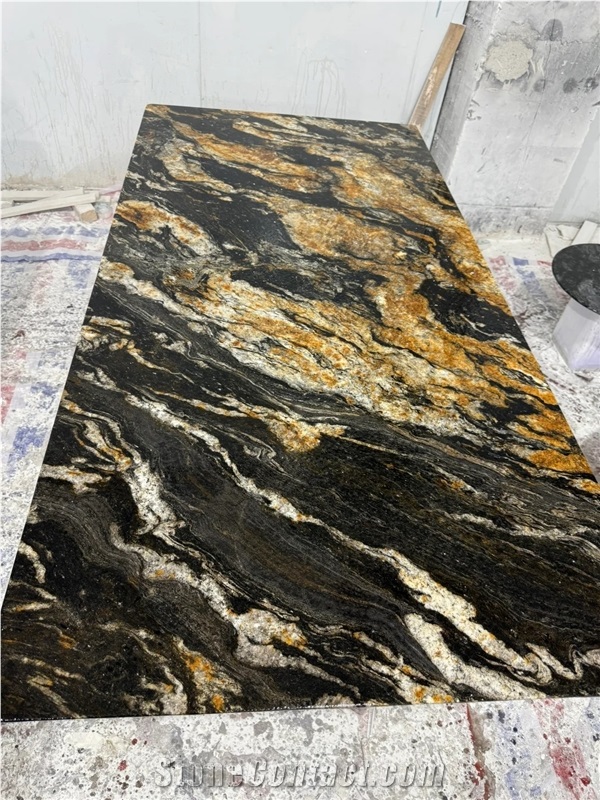 OEM ODM Saturnia Gold Granite Dining Table For Custome