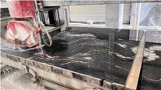 Black Magma Granite Tiles Leathered Finished