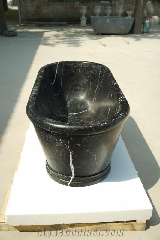 Carved Solid Grey Limestone Belgium Blue Bathtub For SPA