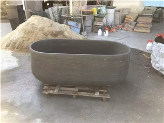 Carved Solid Grey Limestone Charcoal Stone Bathtub For SPA Carved Solid Grey Limestone Charcoal Stone Bathtub For SPA