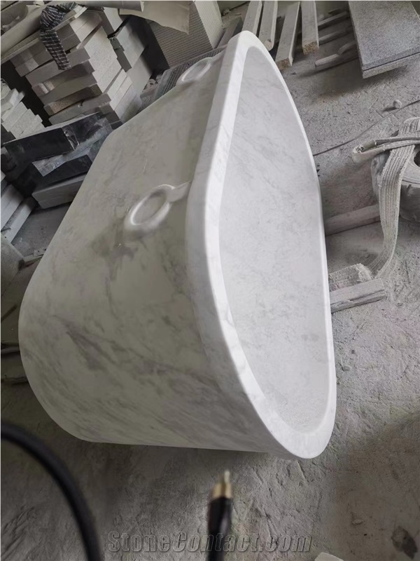 Carved Solid Grey Limestone Charcoal Stone Bathtub For SPA