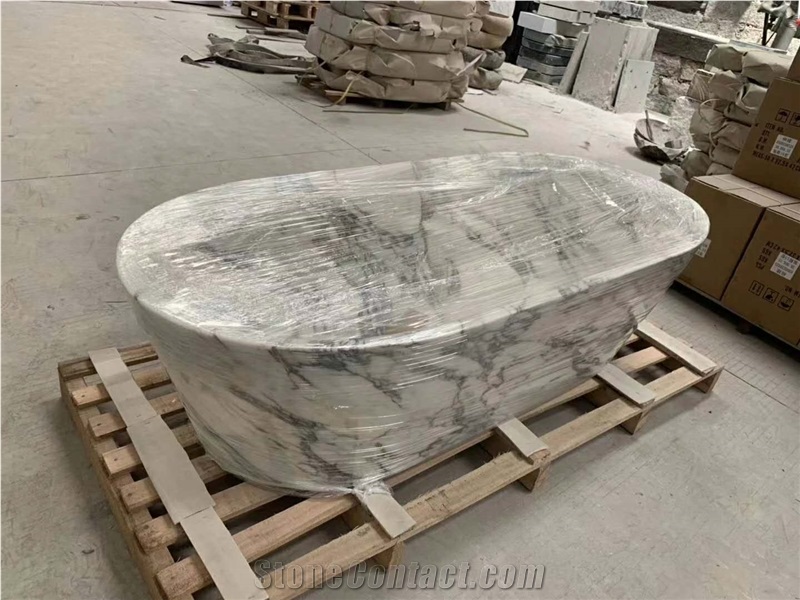 Carved Solid Grey Travertine Oval Silver Travertine Bathtub