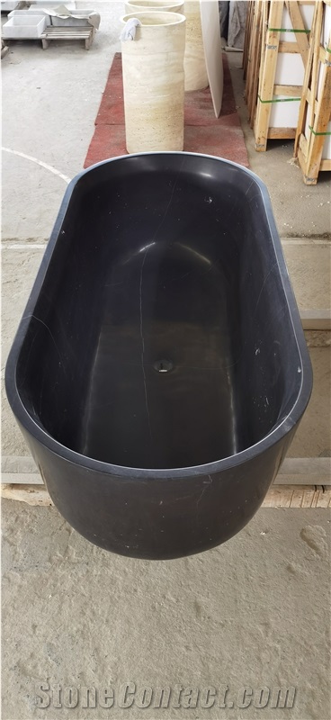 Carved Solid Marble Grey Carrara Bathtubs For Resorts&SPA