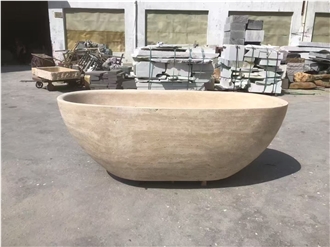 Carved Solid Marble Panda White Freestanding Bathtub For SPA