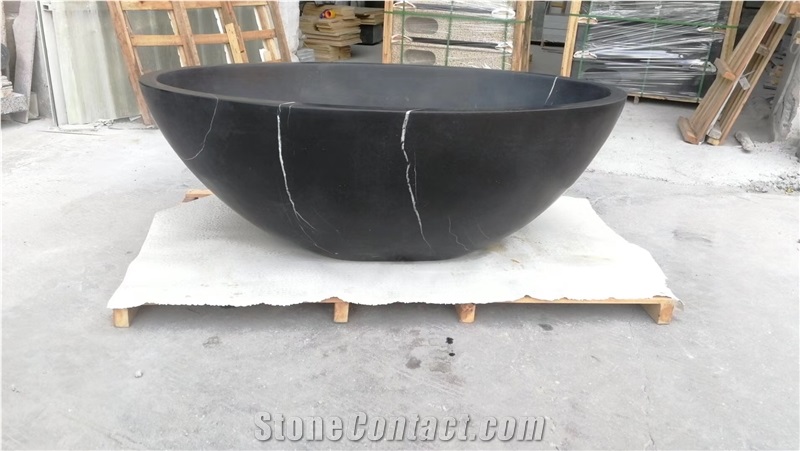 Carved Solid Marble Panda White Freestanding Bathtub For SPA