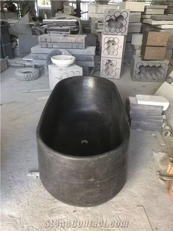 Carved Solid Marble Panda White Freestanding Bathtub For SPA