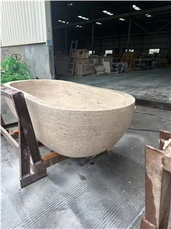 Carved Stocking Solid Marble Statuario Freestanding Bathtub