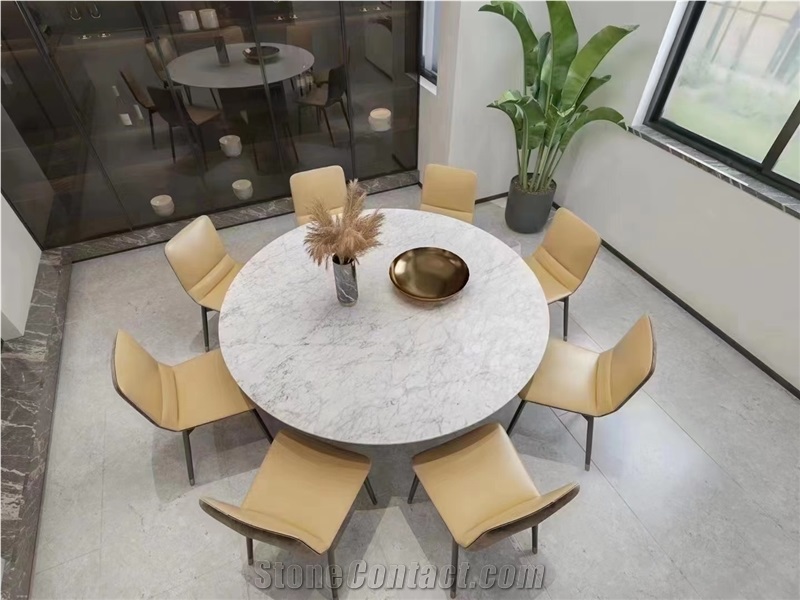 Fluted Travertine Leg Super White Travertine Dining Table
