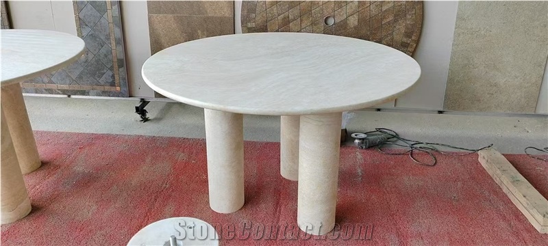 Integrated Marble Side Table Panda White Marble For Hotels