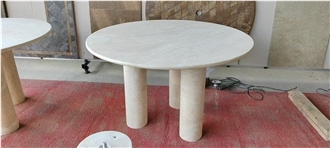 Integrated Marble Side Table Panda White Marble For Hotels