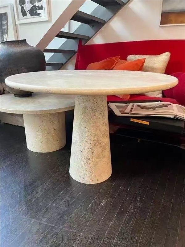 Round Marble Panda White Coffee Table For Resorts And Hotels