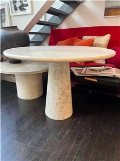 Solid Classic Light Travertine Table
